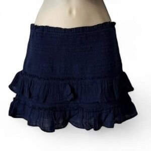 Celandine Navy Blue Gauze Ruffle Skort